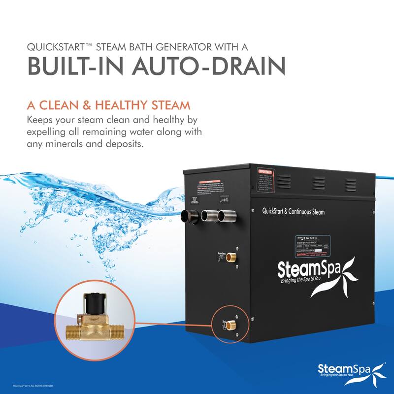 Black Series WiFi and Bluetooth 12kW QuickStart Steam Bath Generator Package with Dual Aroma Pump in Gold