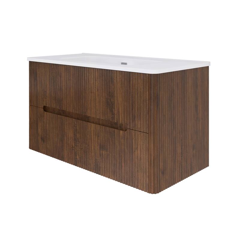 Floating Bathroom Vanity Integrated White Ceramic Sink