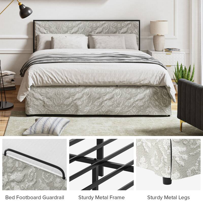 Oliver Modern Washable Slipcover Bed Upholstered Metal by HULALA HOME