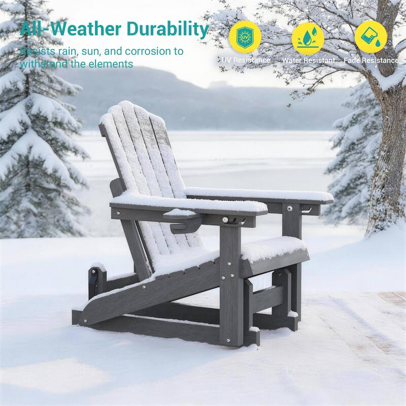Glider Adirondack Chair 3-Position Adjustable, HDPE Wood-Like Texture