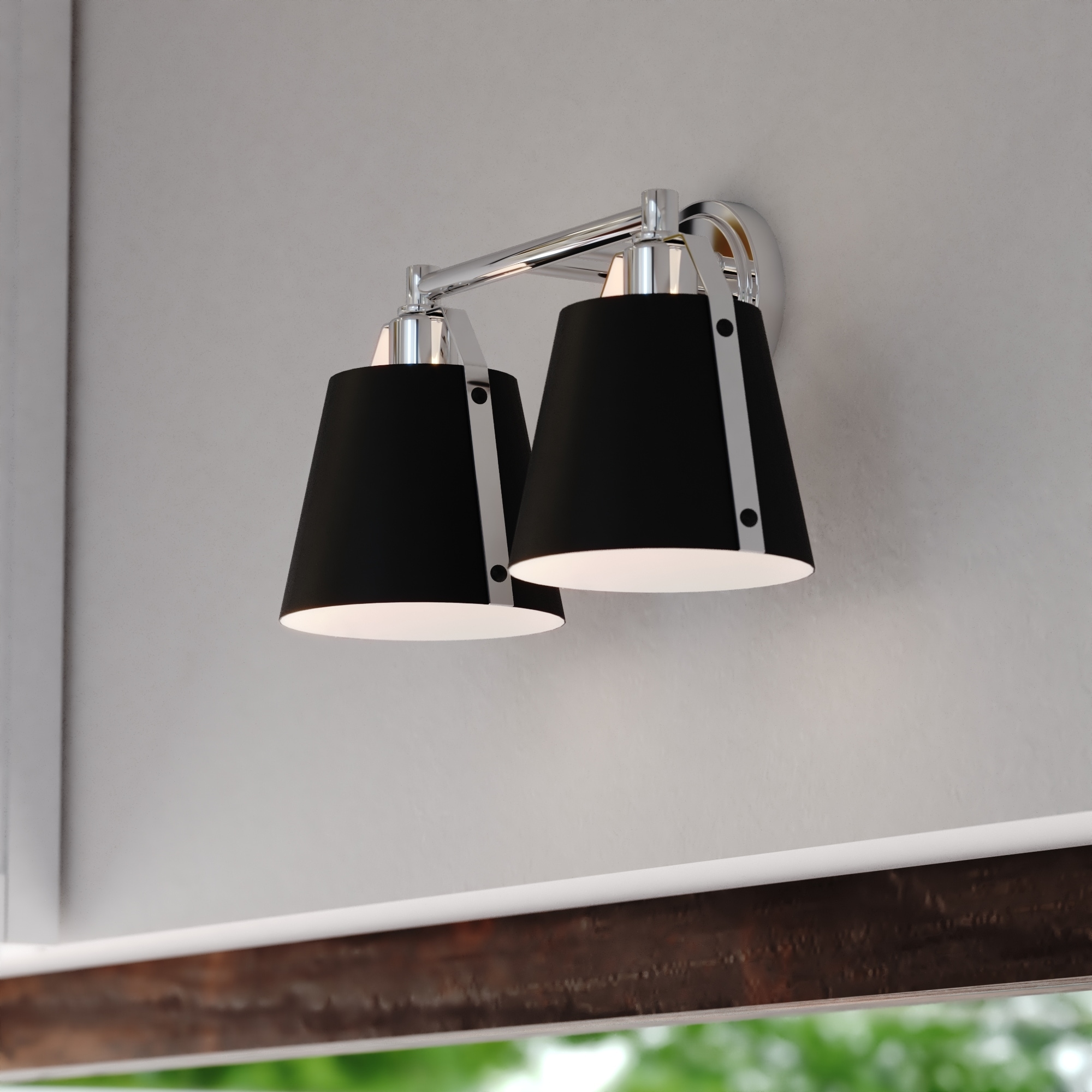 Barrington Black and Chrome Industrial Bathroom Vanity Light