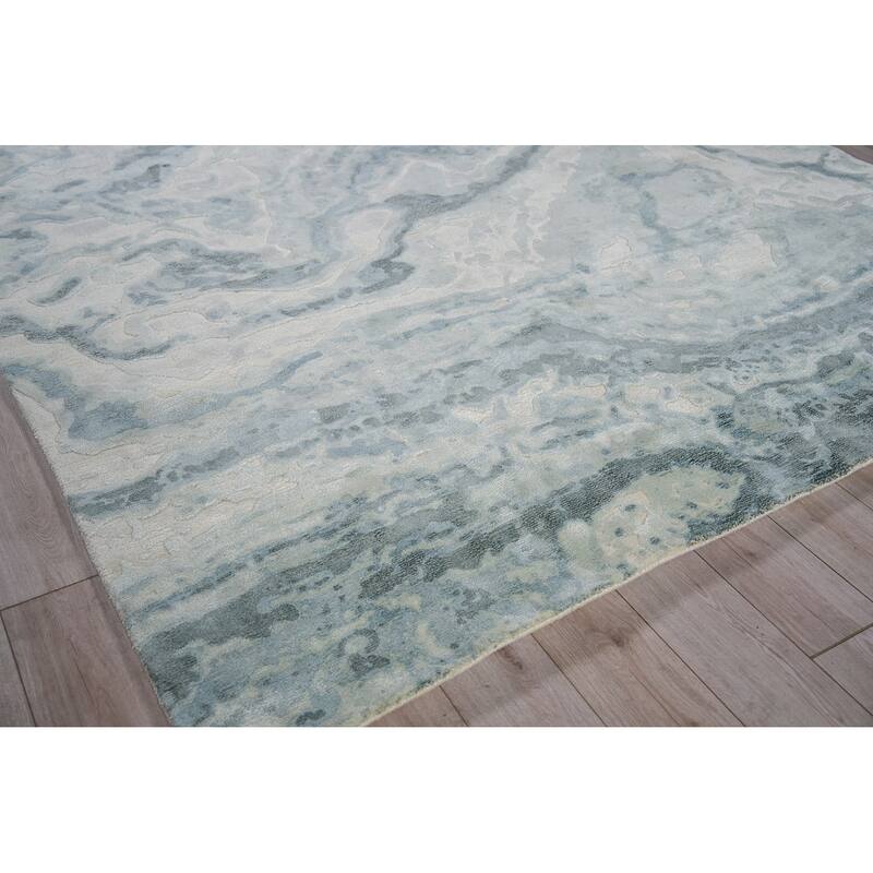 Saccara Blue Wool/Bamboo Silk handloomed Area Rug