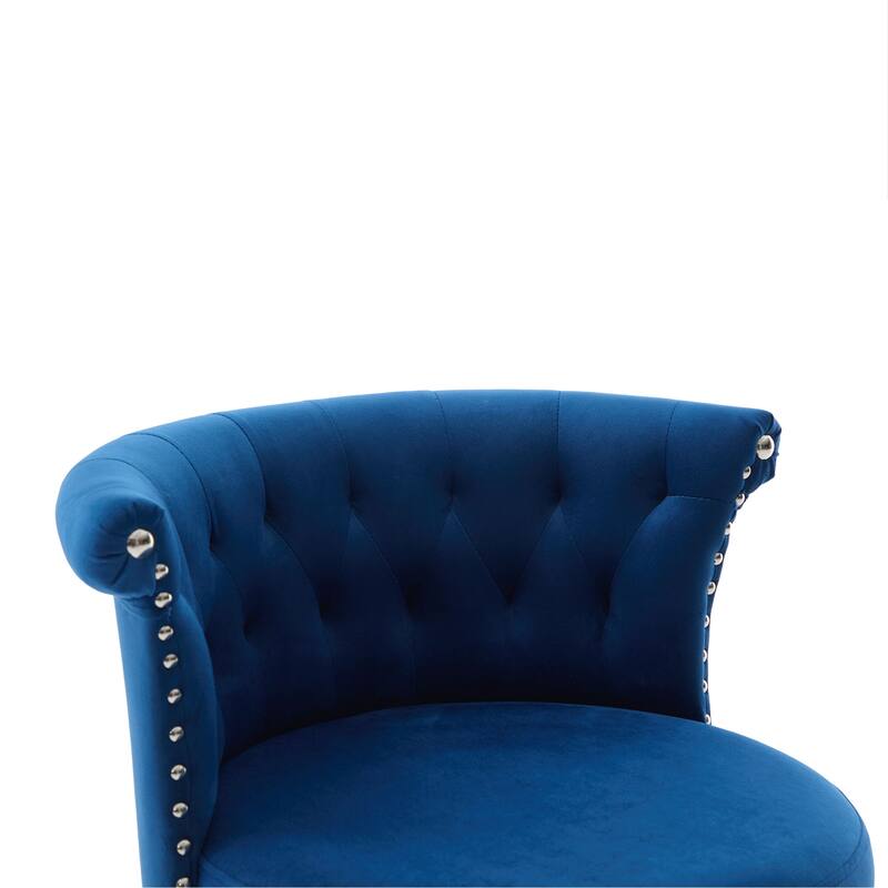 Velvet Upholstered Bar Stool Set of 2, Adjusatble Height Swivel Bar Stools, Dining Chairs with Curved Backrest & Footrest