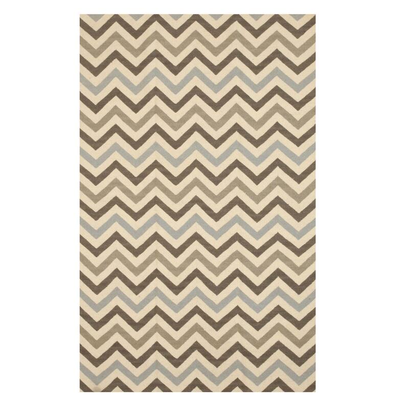 Multicolored Wool Flatweave Reversible Chevron Rug 8x10 - Handmade Geometric Design with Subtle Modern Contrast - N/A