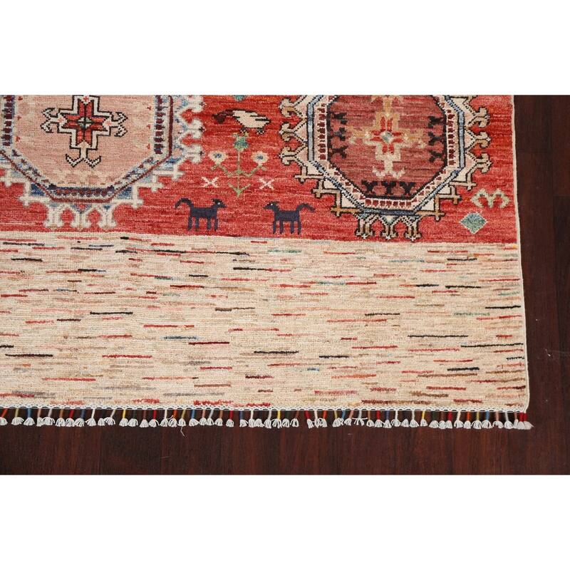 Tribal Geometric Kazak Oriental Home Decor Area Rug Wool Hand-knotted - 6'4" x 9'8"