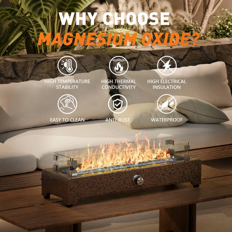 COSIEST Travertine Outdoor Patio Tabletop Fire Pit