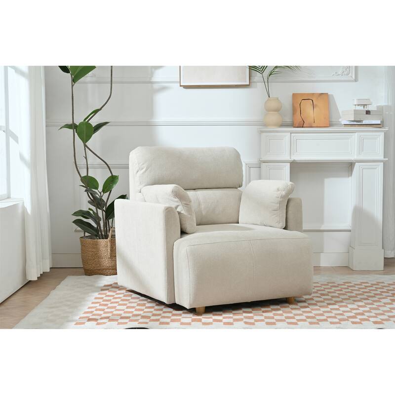 Oversized Single Sofa Chair Upholstered Velvet Fabric Chair Lounges wStorage Ottoman, Wide Accent Armchair Chair for Living Room