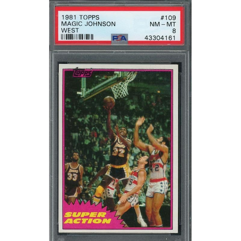 Magic Johnson 1981 Topps West Basketball Card #109 Graded PSA 8 - 8'6" x 11'6"