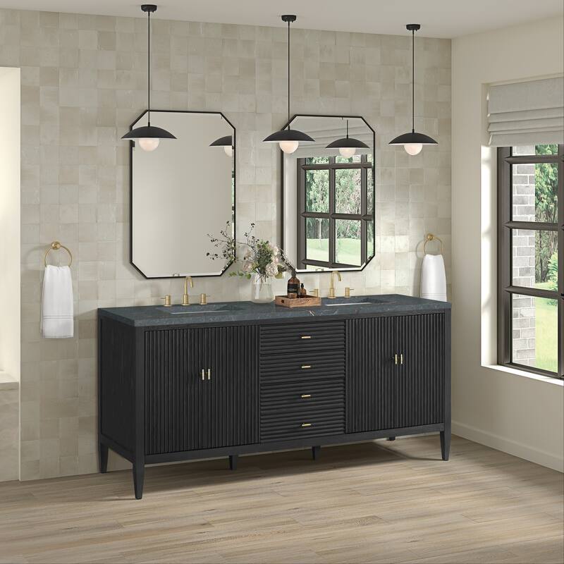 James Martin Vanities 485-V72-3PBL Myrrin 72" Double Basin Wood Vanity