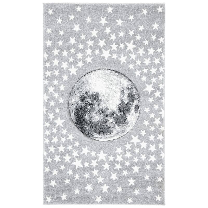 SAFAVIEH Carousel Kids Aine Moon Rug - 2'3" x 4' - Light Grey/White
