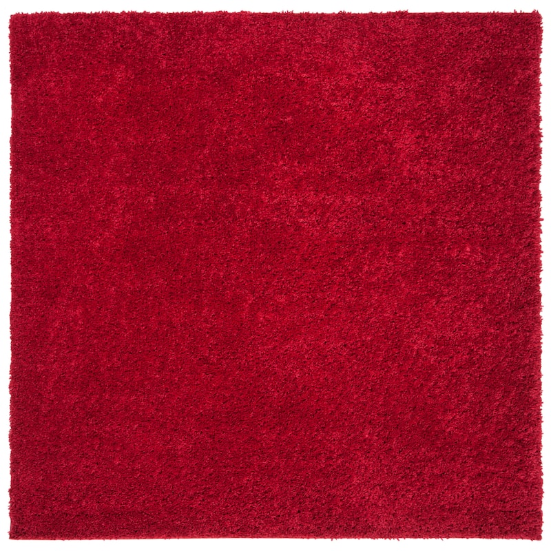 SAFAVIEH August Shag Solid 1.2-inch Thick Area Rug - 5'3" Square - Red