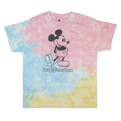 Disney Cartoons Men's Mickey Mouse Classic Pose Adult Pastel Tie-Dye T-Shirt