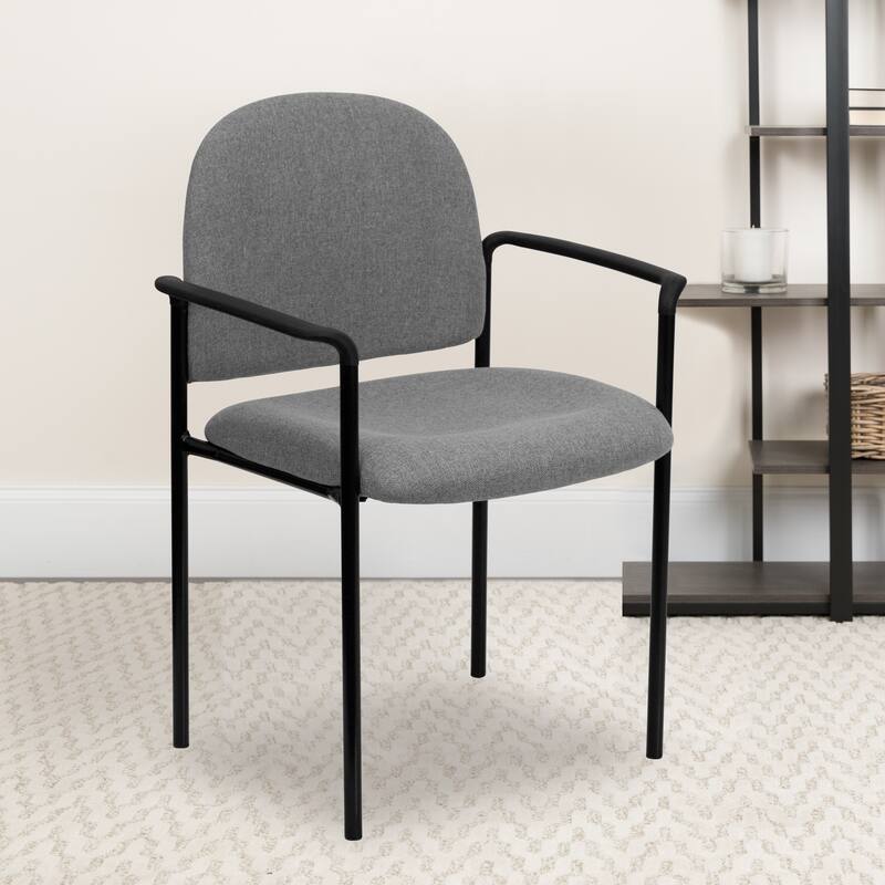 Comfort Stackable Steel Side Reception Chair with Arms - Grey