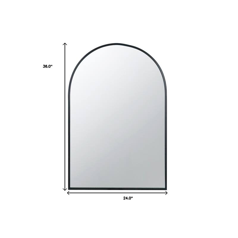 HomeRoots 36" Black Arch Metal Framed Accent Mirror - 24' X '36' X '1