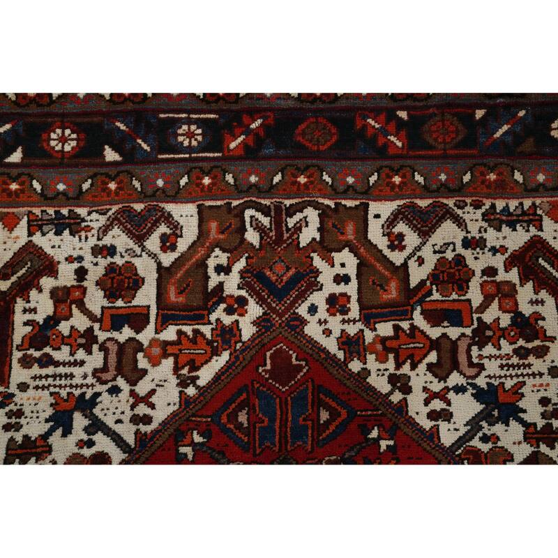 Hand Knotted Oriental 100% Wool Carpet Traditional Medallion Red Heriz Area Rug - 9' 3'' X 6' 3''