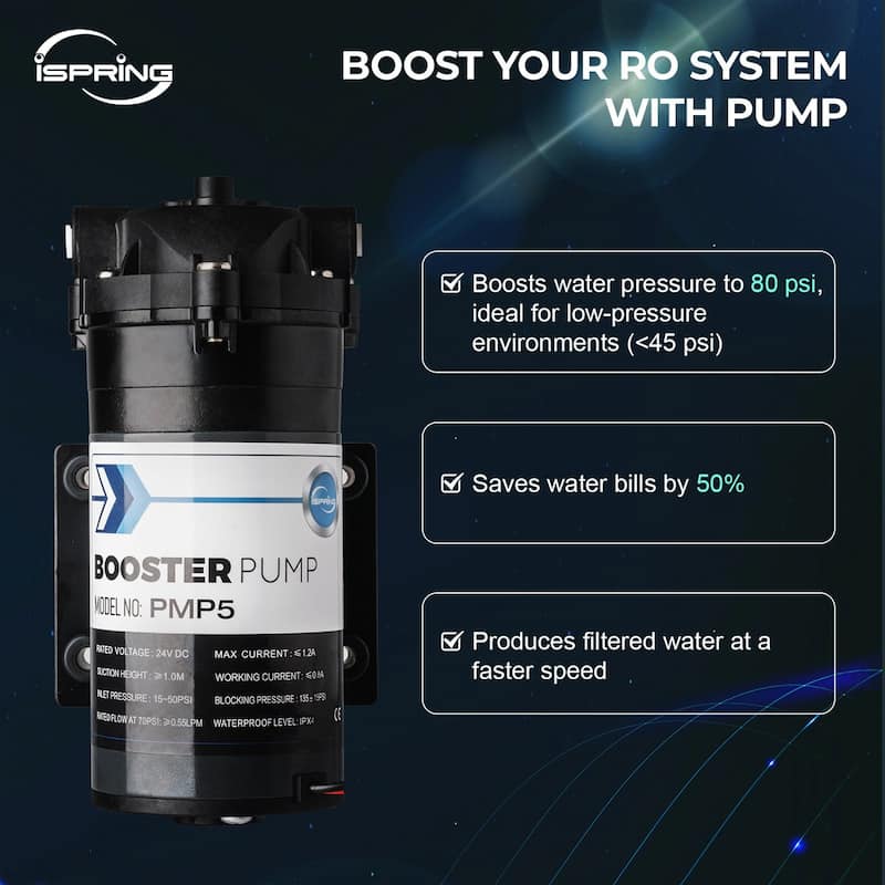 iSpring RCC7P-AK Boosted Performance Under Sink 6-Stage RO Drinking Water Filtration System with Alkaline filter and Pump