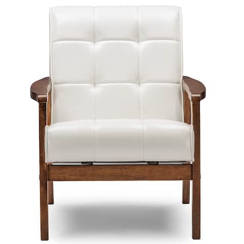 Carson Carrington Karkkila Mid Century White Faux Leather Chair