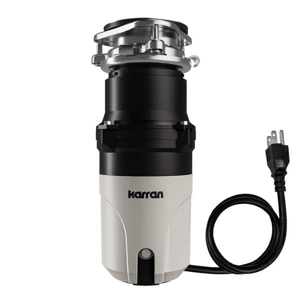 slide 2 of 10, 1/3 HP Continuous Feed Garbage Disposal for Kitchen Sinks with Power Cord and Accessories Included - Black and Grey