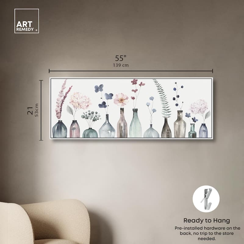 Perfect Indigo Florals Panoramic Canvas by Art Remedy