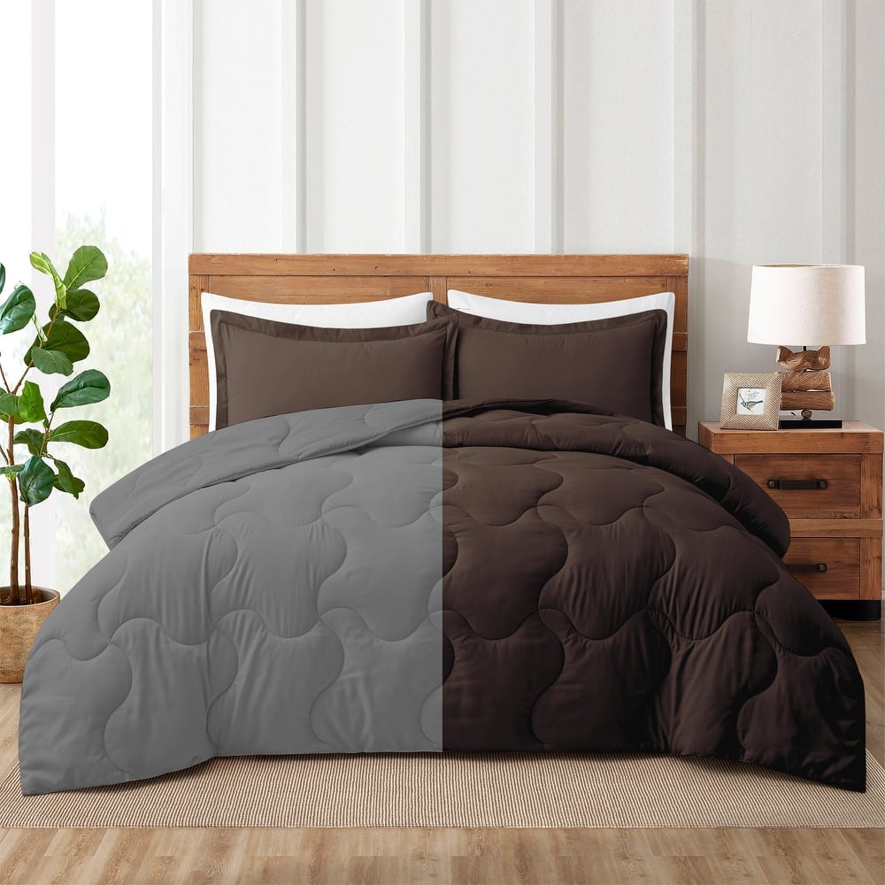 Lightweight Reversible Microfiber Down Alternative Comforter Set