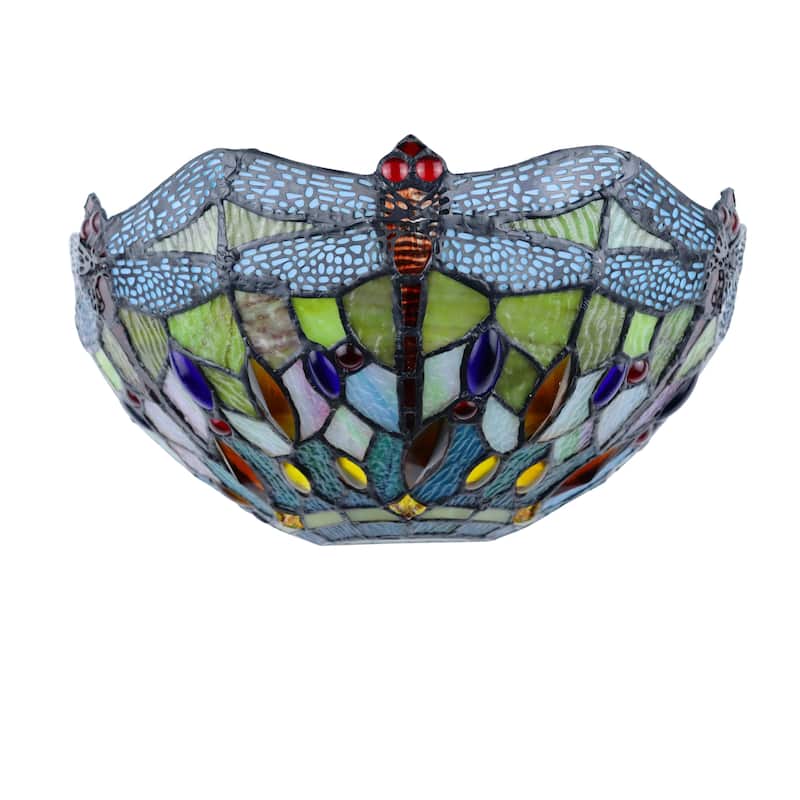 Tiffany Style Dragonfly Design 1-light Dark Bronze Wall Sconce