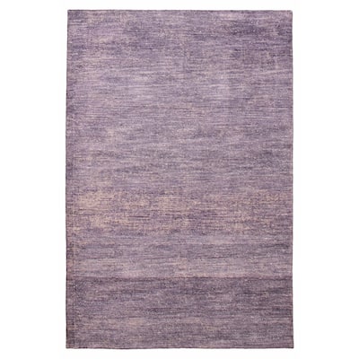 ECARPETGALLERY Hand-knotted Loreto Purple Silk Rug - 5'11 x 8'10