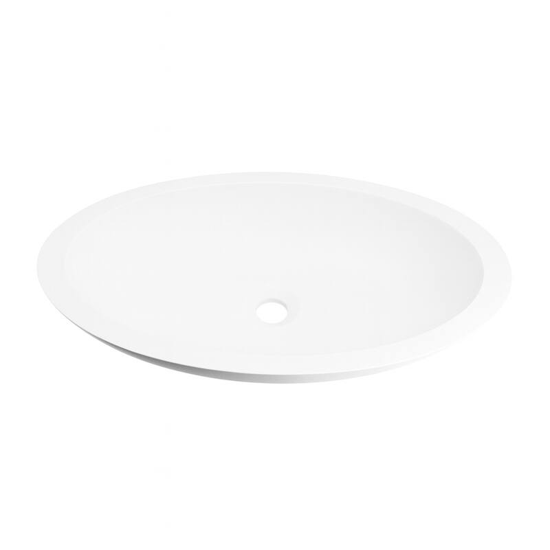 24 inch Auren Matte White Solid Surface Oval Vessel Sink
