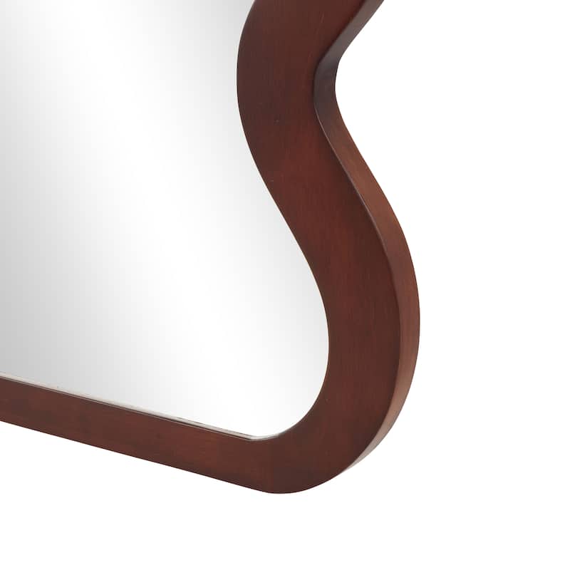 Wood Wavy Wall Mirror - Dark Brown - Roche River Decor