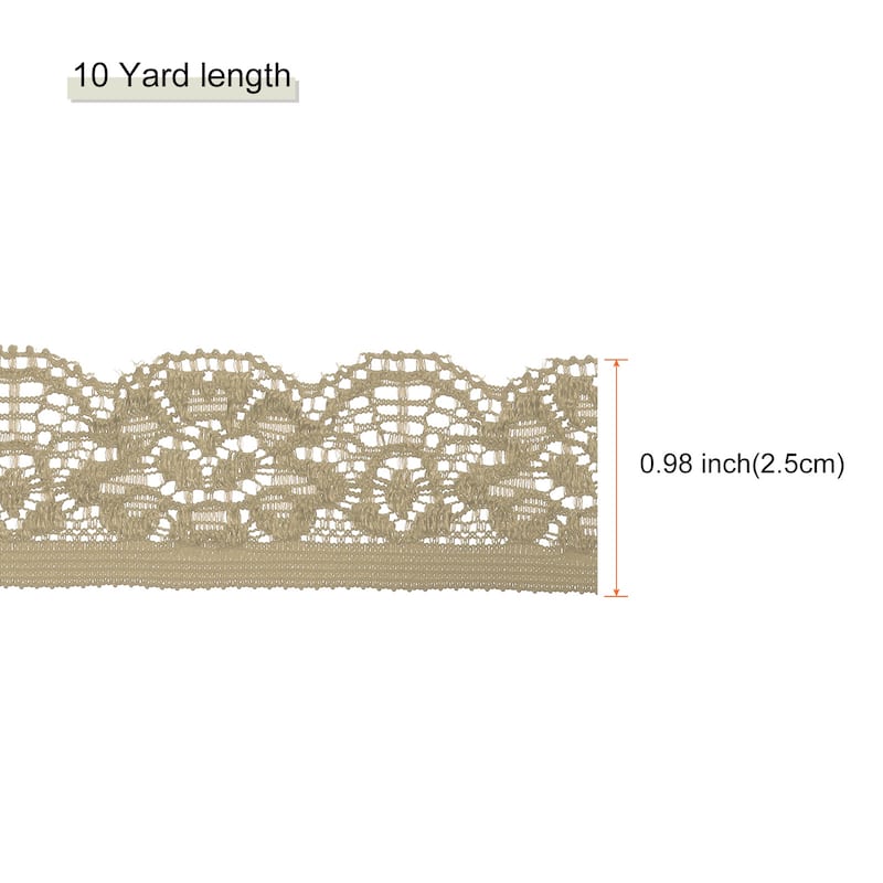 Lace Trim Lace Ribbon for Clothes Fabric Wedding Decoration Gift Wrap - Light Khaki