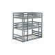preview thumbnail 19 of 56, Rubber Wood Detachable Triple Twin Bunk Bed with Two Built-in Ladders,Guardrails,Kids and Baby