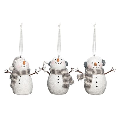 Twig Snowman Ornament, Set of 3 - Set of 3