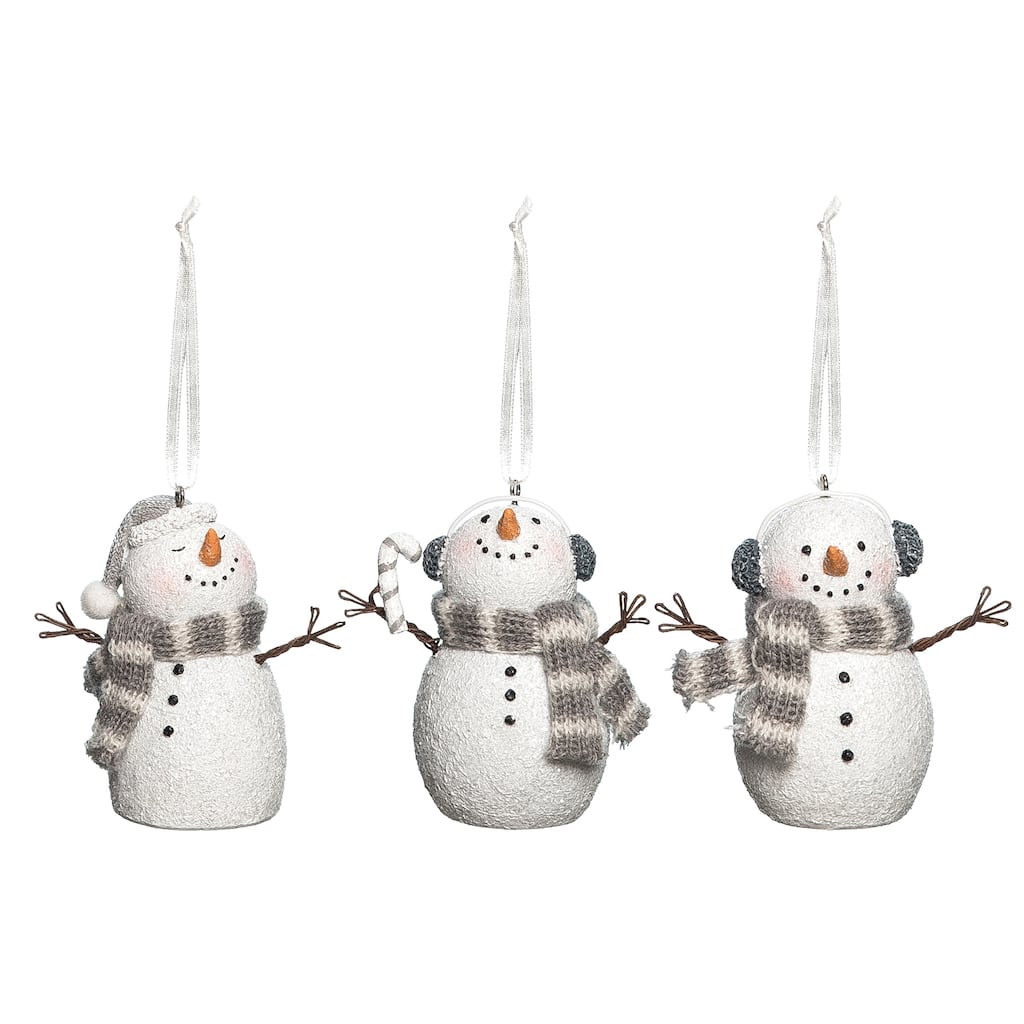 Twig Snowman Ornament, Set of 3 - Set of 3