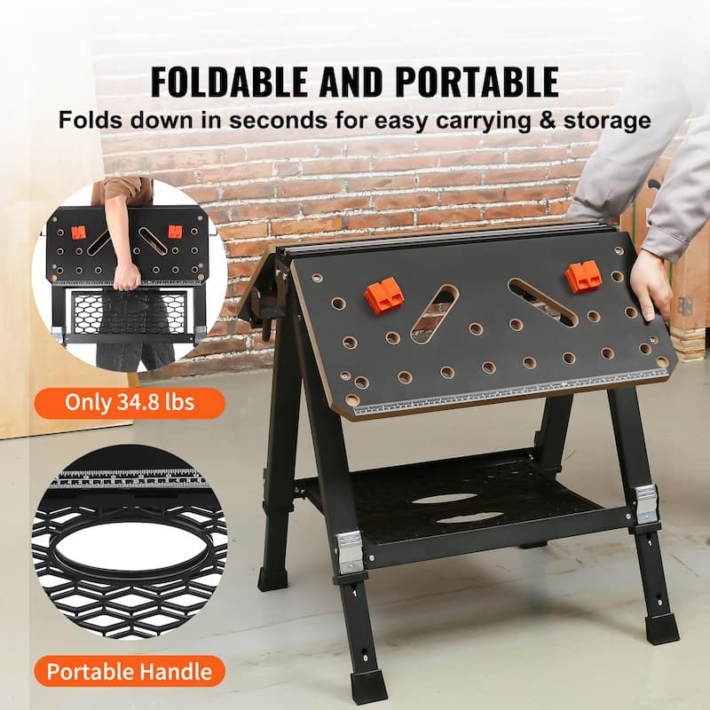 UIMOSO Convertible Workstation, Dual-Function as Sawhorse/Workbench, Supports up to 1000 lbs, 7 Height Options