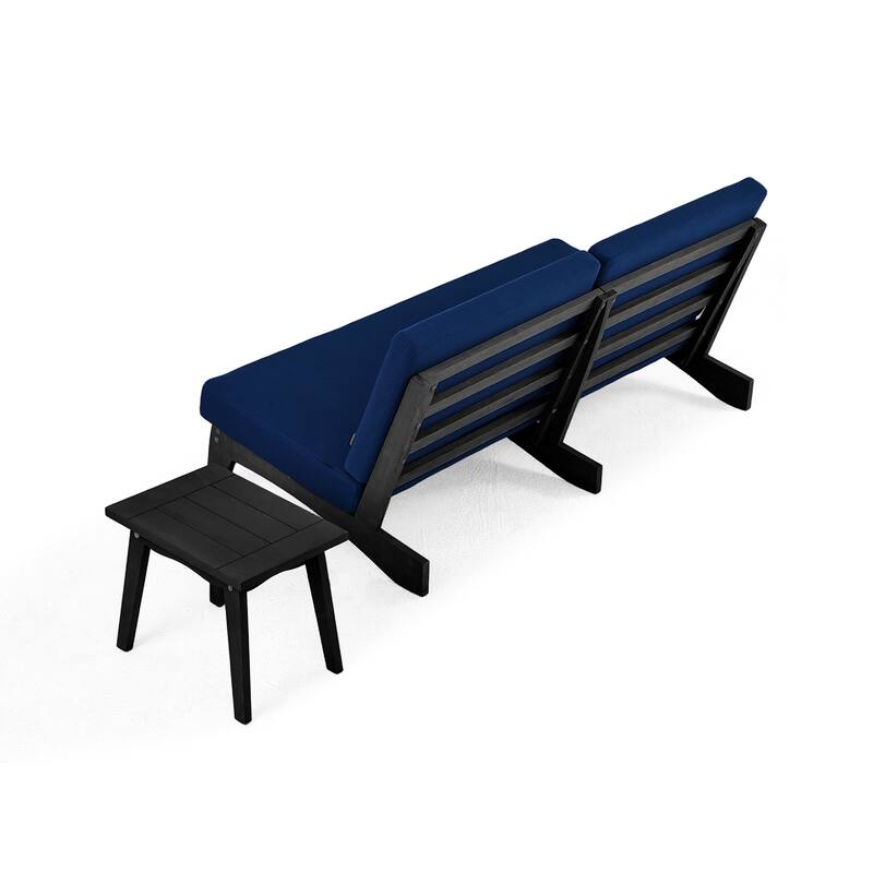 3-Seat Outdoor Sofa Set with Solid Wood Coffee Table, Weather-Resistant Cushions