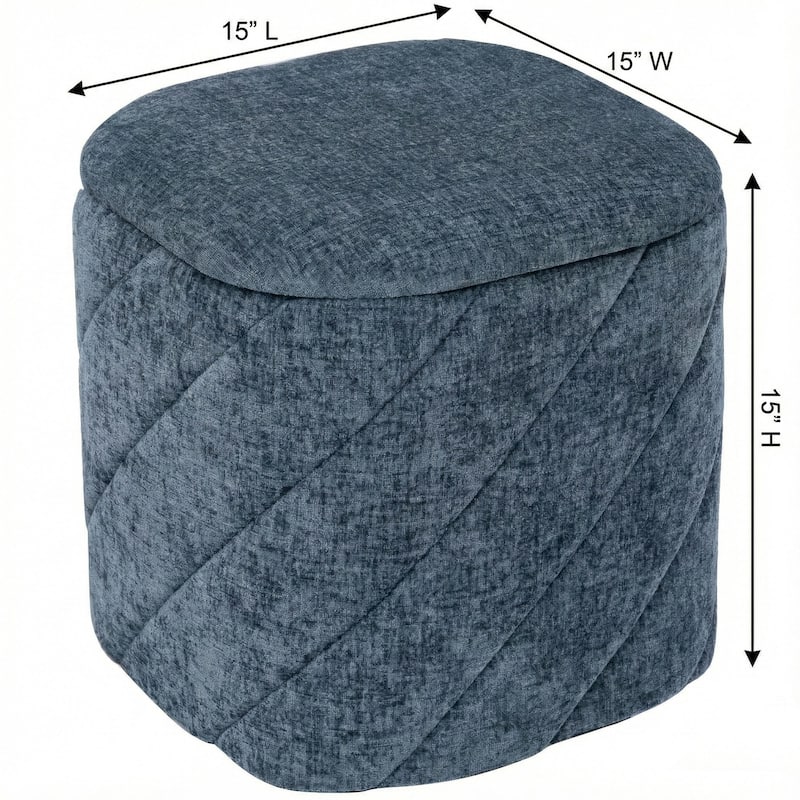 Square Diagonal Tufted Folding Storage Ottoman with Reversible Lid