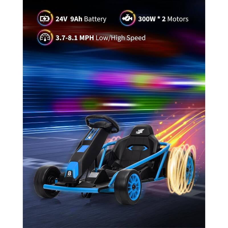 8MPH Fast Drifting Circling Car Ride On Go Kart for Kids Best Gift