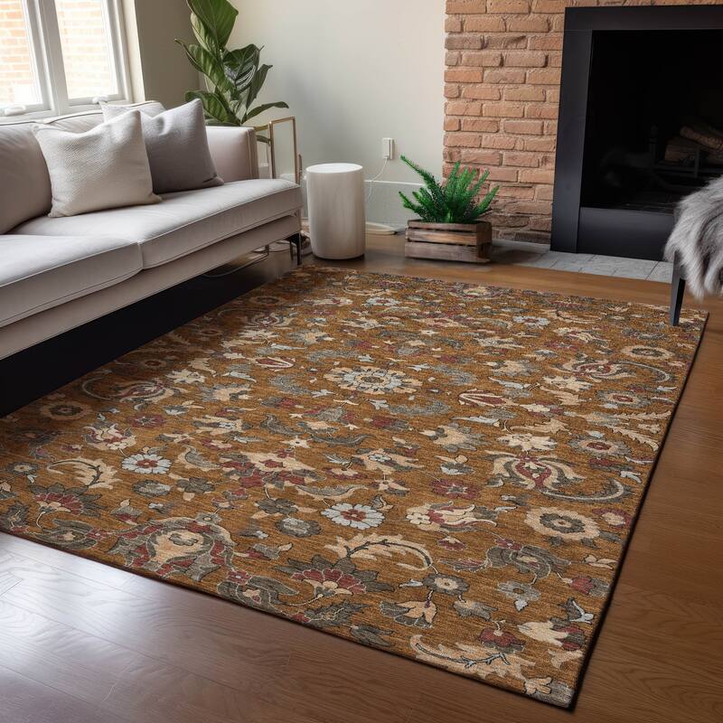 Machine Washable Indoor/ Outdoor Traditional Lanelle Chantille Rug