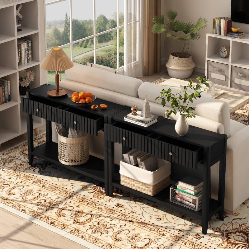 39.4" Stylish Narrow Console Table with 2 Drawers for Living Room Storage