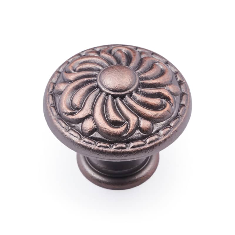 RK International Augustine 1-3/8 Inch Mushroom Cabinet Knob - Distressed Copper