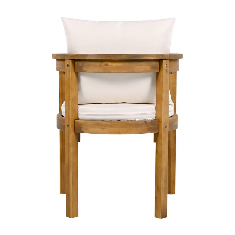 Christopher Knight Home - Outdoor Solid Acacia Wood Dining Set with Cushioned Chairs and Large Rectangular Table