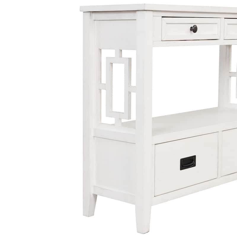 36''Farmhouse Pine Wood Console Table Entry Sofa Table with 4 Drawers & 1 Storage Shelf for Living Room Hallway Kitchen