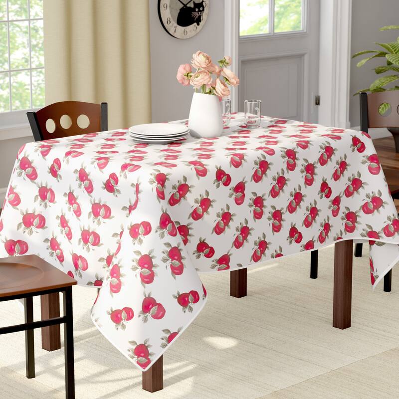 Violet Linen Classic Euro Apples Tablecloth With Large Apples Prrinted Tablecloth
