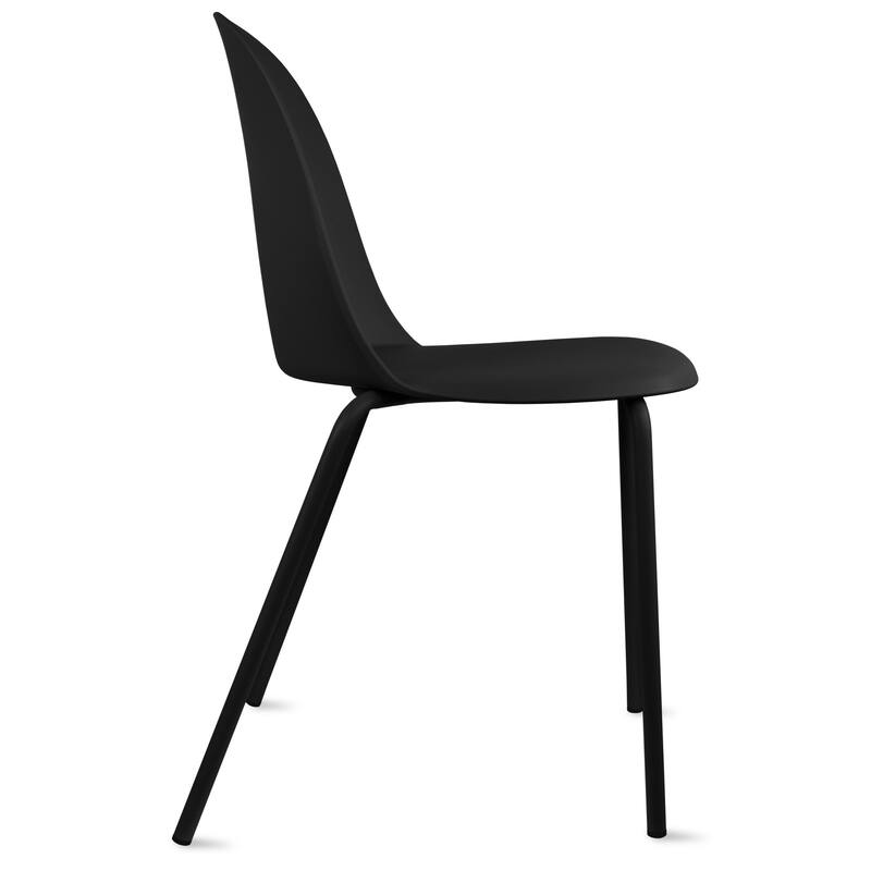 Set of 4 Modern Dining Side Chairs, Armless Molded Plastic Shell Seat with Metal Legs, Stackable Contemporary Chairs