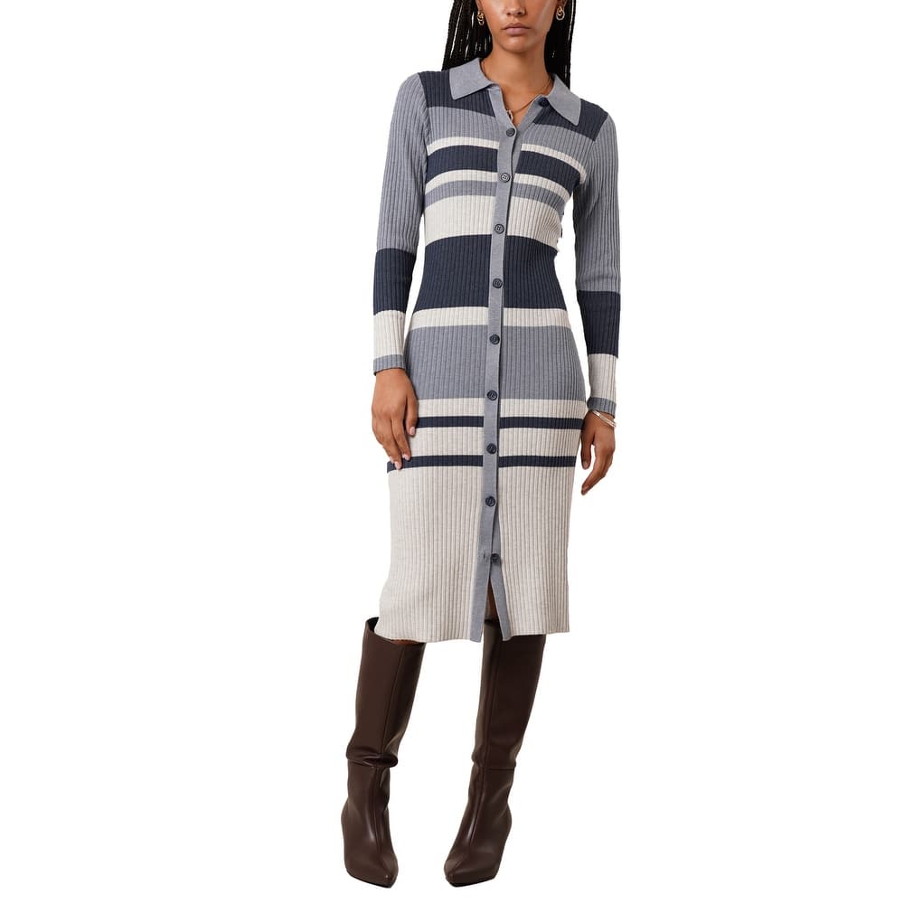 Cyrus Striped Polo Sweater Dress
