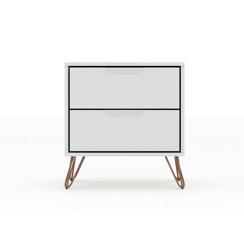 Manhattan Comfort Rockefeller 2-Drawer Nightstand (Set of 2)