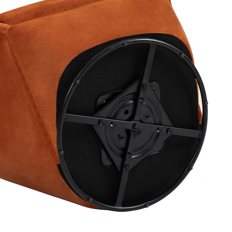 Vegan Leather Upholstered Swivel Barrel Accent Chair