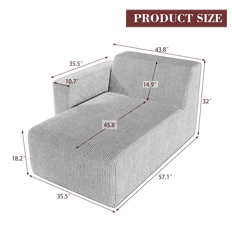 Indoor Modern Corduroy Chaise Lounge Couch
