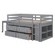 preview thumbnail 3 of 7, Gray Twin Solid Wood Loft Bed with Writing Desk, Side Desk, Drawers, Shelves