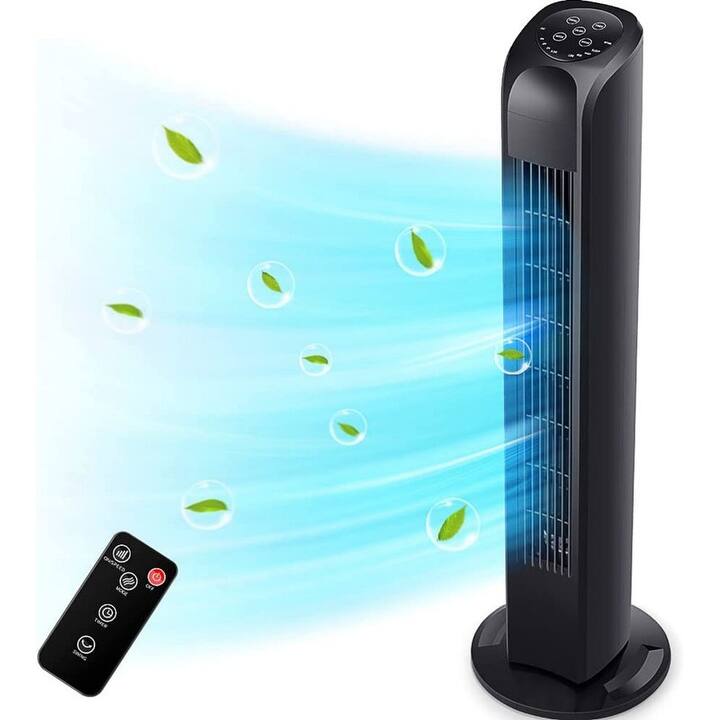 Oscillating Tower Fan with Remote, Electric Standing Tower Fan Floor Fan - Black