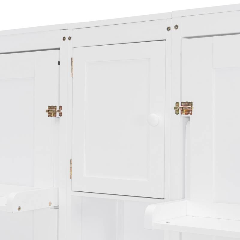 Dual Twin Wall Murphy Beds with Cabinets & Shelves, Space-Saving Bedroom Solution